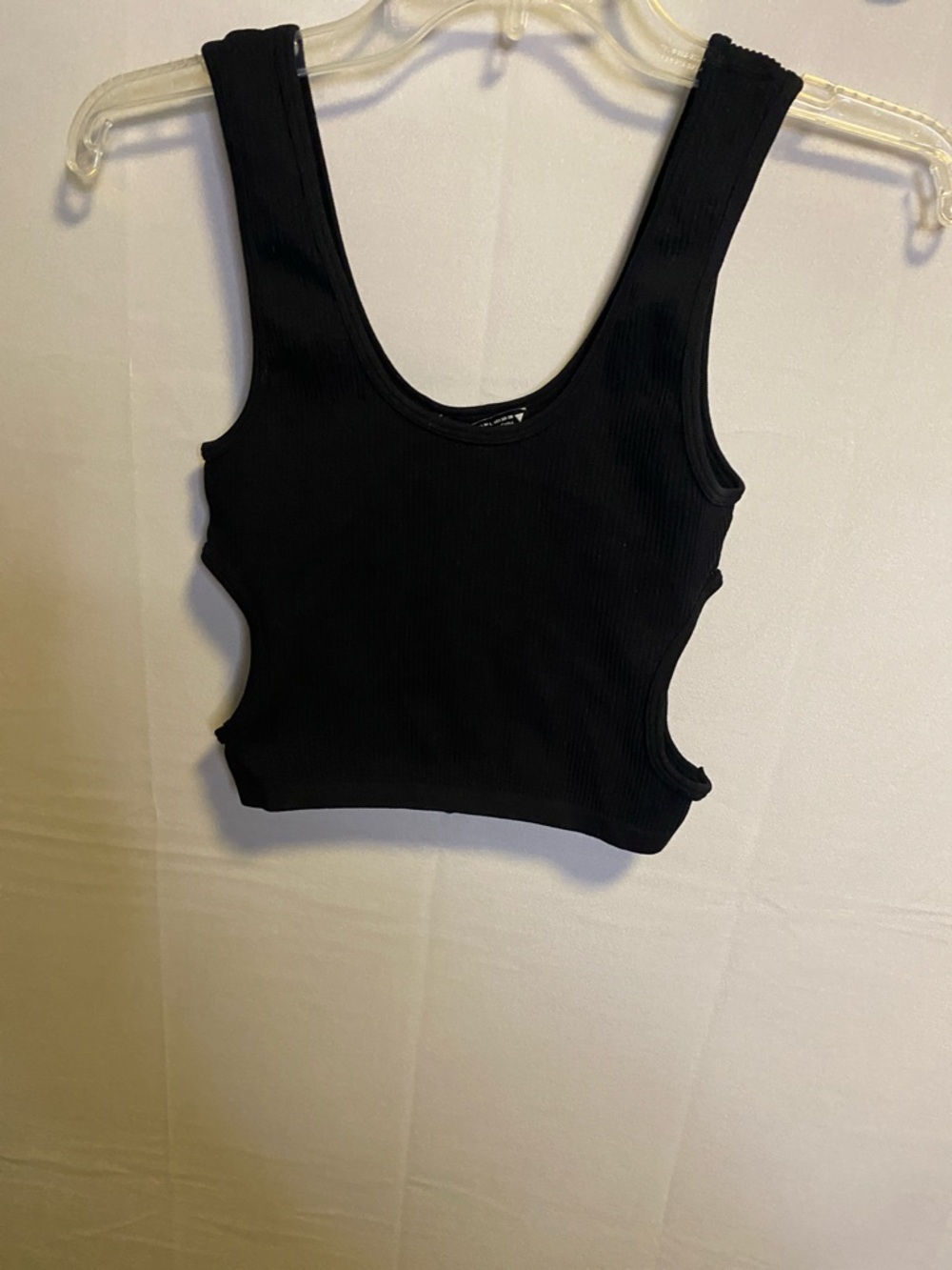 Zara Black Ribbed Cutout Crop Tank